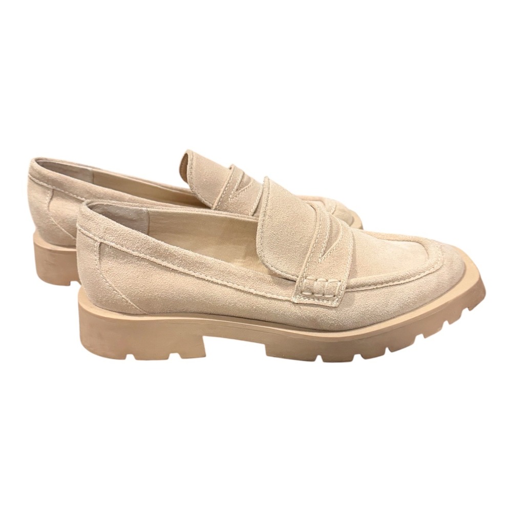 Dolce Vita Women Sand Suede Lug Sole Penny Loafers Size 7.5 Square Toe Chunky